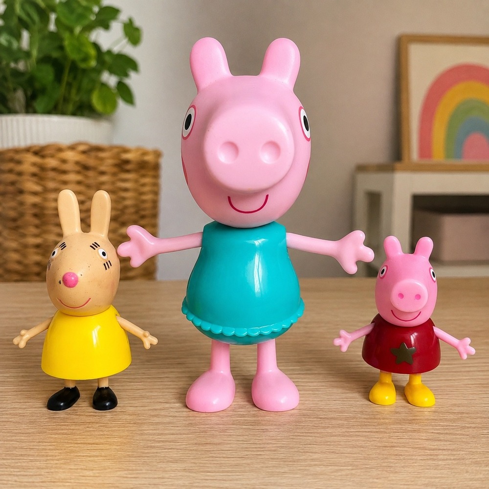 Peppa Pig Figure Lot Mummy Pig Rebecca Rabbit Toy Figures 3pc Set